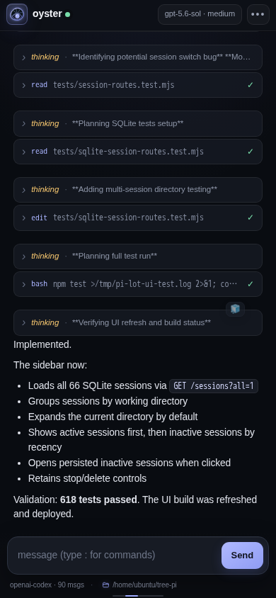 Oyster mobile control interface for a remotely running agent